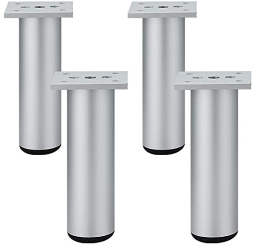 castor wheels，fixed castors， 4pcs Sofa Legs DIY MetalAdjustable Furniture Feet Round Couch Feet 6-40cm (+1.3cm) Bed legs Wardrobe legs Sofa Replacement Feet Aluminum Dresser Legs Support Feet (35cm,Al