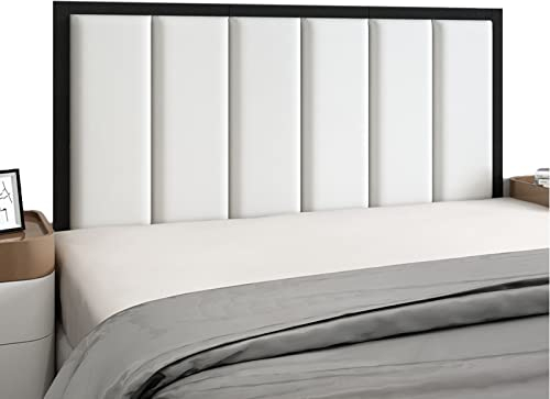 Tête de lit capitonnée avec Panneaux muraux en Simili Cuir 3D Auto-adhésifs,décoration Murale Moderne pour Chambres à Coucher,Salons (Couleur: Blanc,Taille: 200 cm)