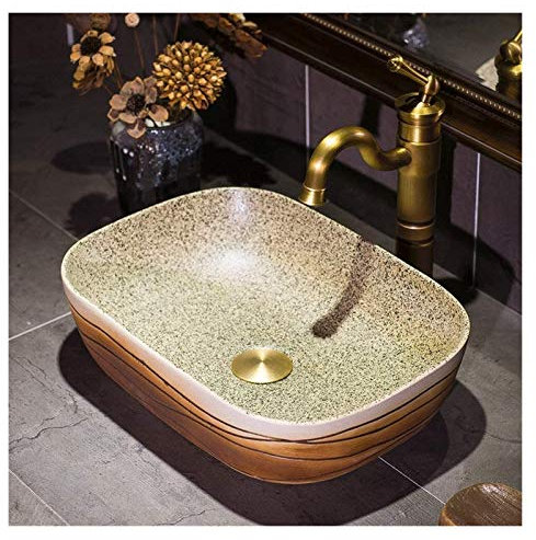 Mobile lavabo con lavabo, lavabo da Bagno, lavabo da appoggio, lavabo da Bagno da 16, lavabo Vintage Rettangolare sopra Il bancone, lavabo in Ceramica, lavabo, lavabo, lavabo
