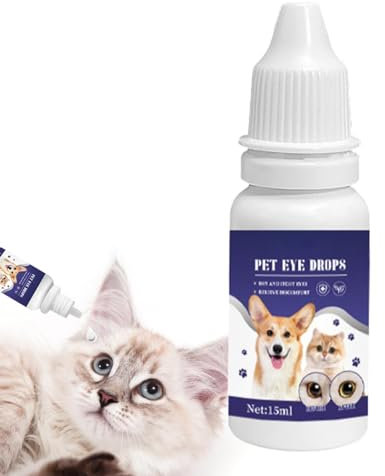 Gouttes oculaires pour animaux de compagnie - Gouttes oculaires pour chats | Liquide de nettoyage des taches de larmes pour animaux de compagnie | Nettoyant oculaire et détachant pour chiens, rinçage