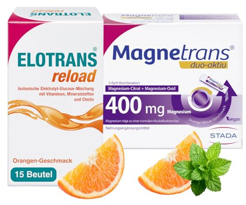 ELOTRANS reload Elektrolyte, Bundle mit Magnestrans Duo-Aktiv, 35 Stück | Bundle: Elektrolyte + Magnesium für Regeneration, Optimale Recovery nach Sport & Hitze, Komplette Mineralstoff-Versorgung