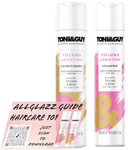 T&G Volume Addiction Shampoo & Conditioner for Fine Hair, 250ml includes a Shampoo & Conditioner free downloadable eBook from Allglazz, just scan the QR code.