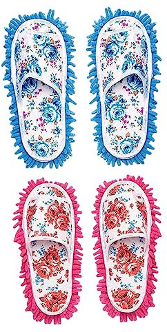 NULYLU 2pares Zapatillas De Limpieza Mop De Microfibra Calcetines para Fregar Desmontables para Uso Casa Limpiar Pisos Facilidad