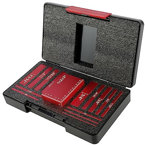Gauge Block Set,Gage Block Set, 15pcs Gauge Block Set, Aluminum Alloy Height Gauge Block, High Precision Setup Bars, Portable Testing Gauge Block Measuring Tool for Router and Table Saw Accessories Wo