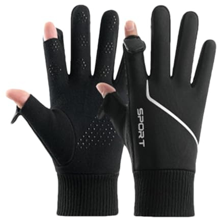 Ruwshuuk Vinter Herr Vantar, Herr Cykling Varma Vantar, 2-Fingerless Cykelvantar Herr Vantar, Sportswear vantar med hög elasticitet Anti-slip Passar tätt för arbete, vandring