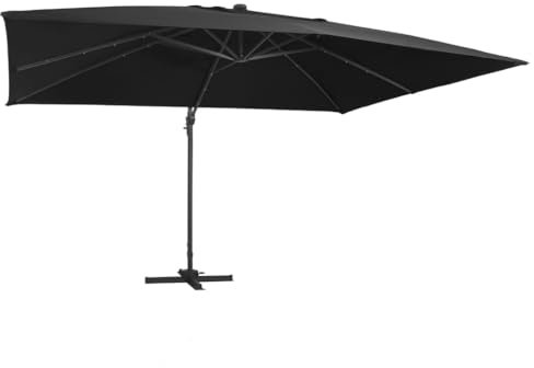 LAPOOH Sombrilla voladiza cony Poste de Aluminio Negro 400x300 cm, Parasoles De Jardin, Sombrilla Piscina, Sombrilla Terraza Exterior, Parasol Playa, Sombrillas para Jardin - 47008
