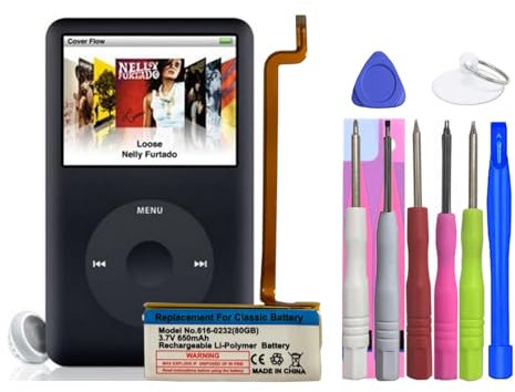 MUKUZI Batteria compatibile con lettore video MP3 – Apple iPod Classic 6th Generation 80GB 6G 80GB A1138 & iPod 5th 5.5 Gen (ricambio per 616-0232)