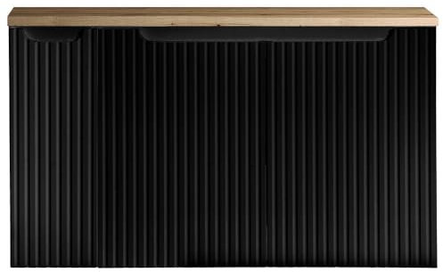 [en.casa] Mueble de Baño Bajo Lavabo Newport Armario Suspendido con 3 Puertas y Estantes Encimera de 100 cm Sin Recortes 100 x 60 x 40 cm Cuarto de Baño - Negro/Efecto Roble