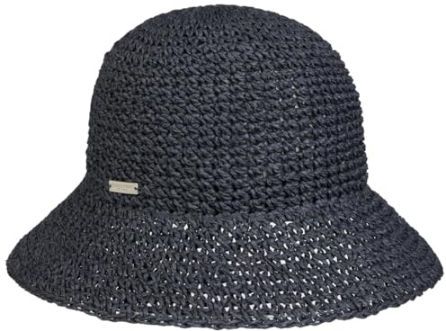 Seeberger Crochet Cloche Strohhut Sonnenhut Sommerhut Damenhut Gartenhut Strandhut Damen - Frühling-Sommer Sommer - One Size dunkelblau