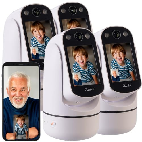 7links Überwachung Kamera: 4er-Set 2in1-WLAN-Überwachungskamera & Video-Telefon, Pan-Tilt (Überwachungskamera mit Display, WLAN Kamera mit Bildschirm, SD)