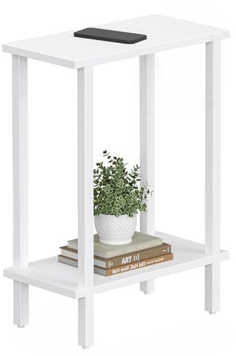 TUTOTAK Small Side Table, Narrow End Table, Skinny Sofa Table, Slim Nightstand, Living Room, Bed Room, White TB01BW062EU