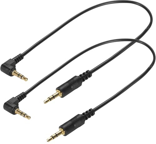 Greluma 2 Stk 30 cm 1/8 Zoll 3,5 mm TRS Klinkenstecker Audiokabel, gerader Stecker auf 90 Grad Winkelstecker, 3,5 mm 3 poliger Stereostecker für Kopfhörer Headset, AUX Kabel