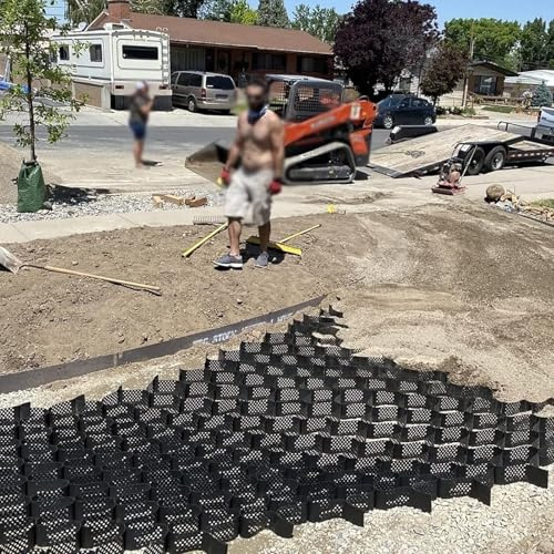 CMYUN Stabilisateur de Gravier 5cm D'épaisseur Grille de Stabilisation du Gravier pour Le Jardin/L'allée, 40x40cm Grille de Sol Modulable Stabilisateur Gravier Exterieur(4m x 8m (13ft x 26ft))