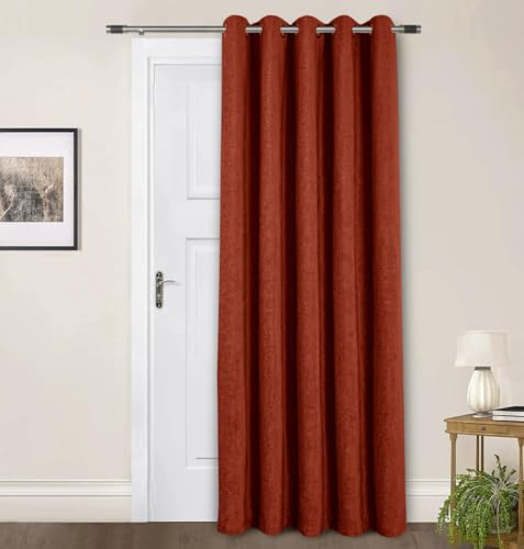 Pikk - Thermal Amberley - Plain Thermal Lined Curtains - 40mm Eyelet Header - Polyester (Terracotta, 66 x 84 Door (Single))