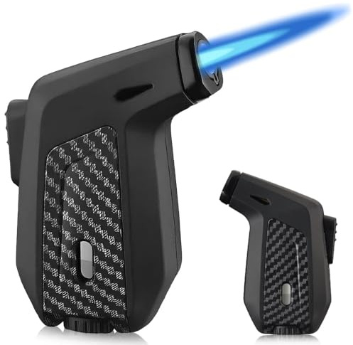 CLIUNT Torch Jet Lighter, Refillable Windproof BBQ Lighter with Visible Window, Safety Switch for Grill, Camping, Kitchen (Butane Not Included)