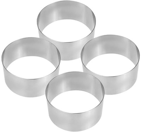 UKCOCO 4piezas Anillo De Mousse De Acero Inoxidable Moldes Redondos para Hornear Galletas y Pasteles para Postres y Pasteleria