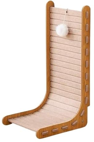 Rascador para Gatos de Pared, 60 cm Alto x 35 cm Ancho, Poste Vertical con Base de Madera, Multicolor, Tela de Fieltro (Caqui)