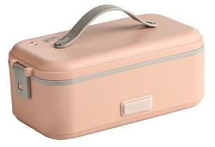 Lunch box elettrico auto-cucinante, scaldavivande portatile, lunch box auto-riscaldante con rivestimento in acciaio inossidabile, adatto per cucinare cibo in casa e in ufficio (1-3 strati) Pink,0.4L
