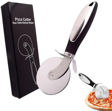 Hsyadazi Roulette à pizza de qualité supérieure en acier inoxydable - Roulette à pizza avec poignée antidérapante - Boîte de rangement incluse - Passe au lave-vaisselle pour pizza, gâteau et pâte (21