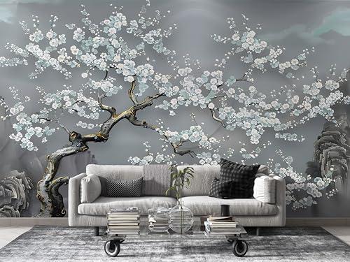 Générique Papier Peint Panoramique Fleurs 350cm x 256cm Vintage Intissé Wallpaper Chambre Bureau Décor Motif Personnalisé Décoration Murale Marron Aa69
