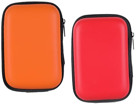 HUATEEN Card Case 2 Pack,Waterproof Playing Card Holder for Cards, Portable Travel Storage Box for Card Games, Miniature Carry Case with Zipper, Orange and Red
