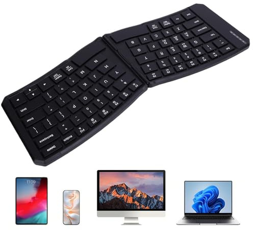 LICAEVEY Ergonomic Foldable Keyboard, Split Portable Compact Bluetooth Keyboard, V Shape Split Portable Rechargeable Wireless Bluetooth Folding Keyboard for Business Travel