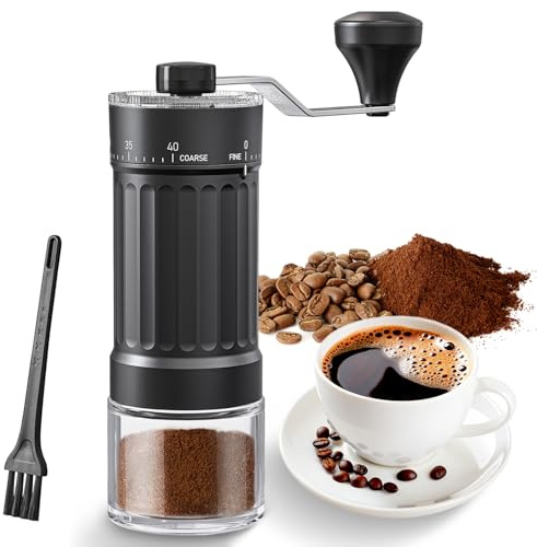 Molinillo de café manual, molinillo de café manual portátil con capacidad de 30g, 40 ajustes ajustables, muela cónica con mango ergonómico para Espresso, Pour Over y más