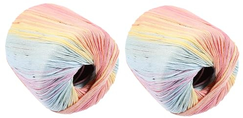 DOITOOL 2 Corda in Cotone Intrecciata Morbida per Uncinetto DIY Colore Sfumato Materiale Flessibile e Durevole per Accessori Te e Lavori Manuali