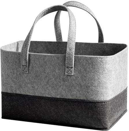 2 Stk 23 L Filztasche Groß, Filzkorb für Kaminholz Tragetasche, | Brennholztasche für Kaminholzkorb Filzkörbe Filztaschen Gross, Brennholzkorb mit Tragegriffen für Brennholz