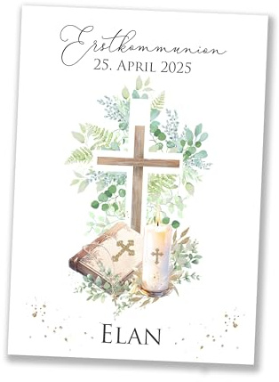 Tortenaufleger Eckig mit Kreuz KOMMUNION, KONFIRMATION, FIRMUNG oder TAUFE | Eckig Din A4 (Fondantpapier, Dekorpapier Plus oder Oblate)