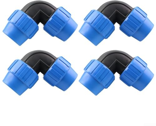 DAZZLEEX 4 raccordi a gomito a innesto rapido per tubi in PE, 20 mm, 25 mm, 32 mm, in gomma PP PVC, connettori per tubi dell'acqua, per giardinaggio, agricoltura, spazi verdi pubblici e orticoltura
