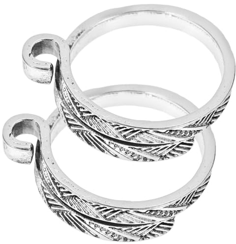 OATIPHO 2 Piezas de Anillos Guía de Hilo para Tejer, Herramienta de Costura para Dedos, Accesorio Práctico para Crochet, Superficie Lisa y Brillante, Color Plateado, Tamaño Pequeño
