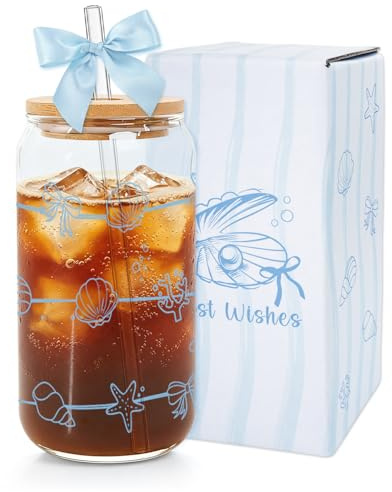 YYSWSAKY Bicchiere in Vetro, 16 oz Bicchieri con Coperchio e Cannuccia, 500 ml Bicchiere Aesthetic con Fiocco, Riutilizzabile Bicchieri Matcha con Spazzola di Pulizia, per Caffè, Smoothie, Acqua