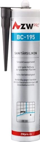 ZWpro BC-195 Sanitärsilikon, für innen und außen, Farbe: schwarz, Inhalt: 310 ml