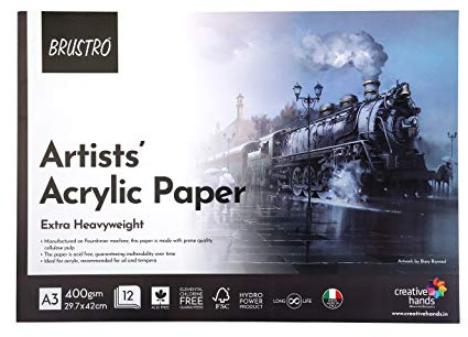 BRUSTRO Artists akryl limmad dyna 400 GSM A3-12 ark