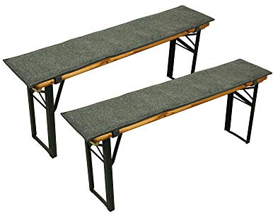 Sensalux Bierbankauflagen, 2er Set, Klettverschluss, Polster für Bierzeltgarnitur, Auflage Grau - Grau 120cm x 25cm