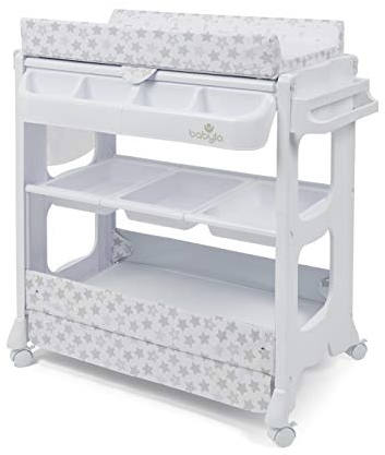 BABYLO Smart Changer with Bath Unit with Clever and Convenient Storage, Metric Moon and Stars