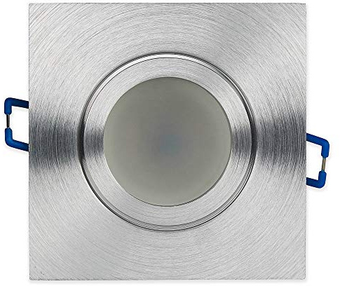 Foco LED empotrable, IP44, plateado con pulido fino, 1,2 W, blanco neutro, 230 V, GU10, para baño, ducha, exterior, como lámpara de techo, foco empotrable de 60 mm