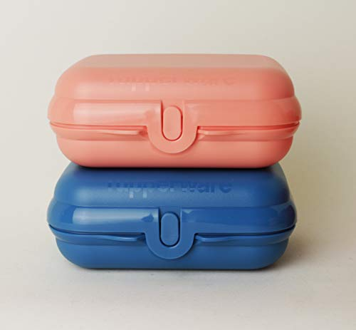 TUPPERWARE Twin Brotdosen 2x Gr. 2 Blau + Altrosa Lunchbox