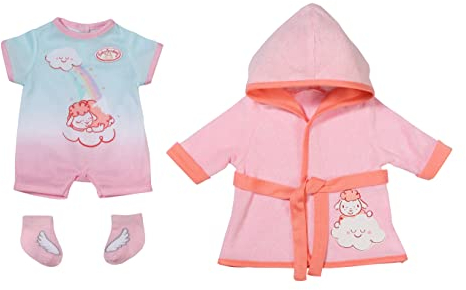 Baby Annabell Deluxe Badezeit, Puppenset für Badewanne bestehend aus rosa Bademantel, Strampler und Socken für 43 cm Puppen, 703281 Zapf Creation