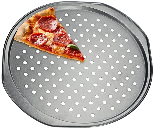 KADAX Teglia per Pizza in strato antiaderente, Teglia per Pizza con manici comodi, Teglia da forno, Teglia per Pizza forata circolare, rotonda teglia per pizza (diametro 33 cm)