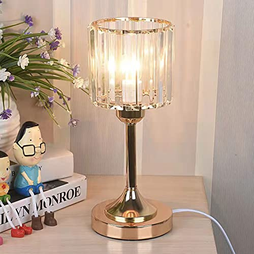 Mengjay Moderne Kristall Tischlampe,Nachtlicht Leselampe für Schlafzimmer Wohnzimmer,Kristall Nachttischlampe Schreibtischlampe,E27 Tischleuchte,für Schlafzimmer Studio Lesen (Kreisförmig)
