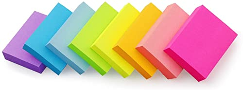 Packung mit 8 farbigen quadratischen Haftnotizen, 8 Farben, 38x52mm, selbstklebende Haftnotizen für Schule, Büro und Zuhause, 100 Blatt/Block