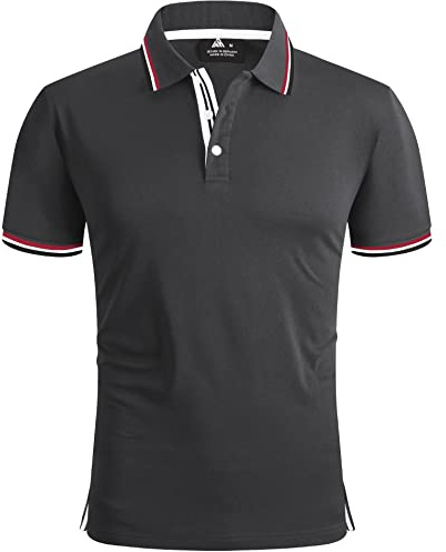 geeksport Herren Poloshirt Kurzarm Tennis Regular Fit Shirt Sport Schnelltrocknend Atmungsaktiv Polohemd Sommer Outdoor Golf T-Shirt