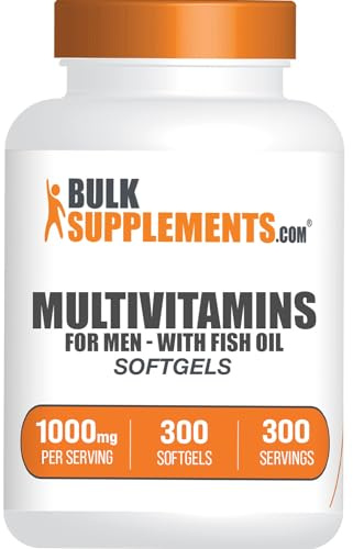 BulkSupplements.com Multivitamin for Men Softgels - Daily Multivitamin Supplement, Multimineral for Men with Fish Oil - Gluten Free, 1 Softgel per Serving (1000mg), 300 Count (Pack of 1)