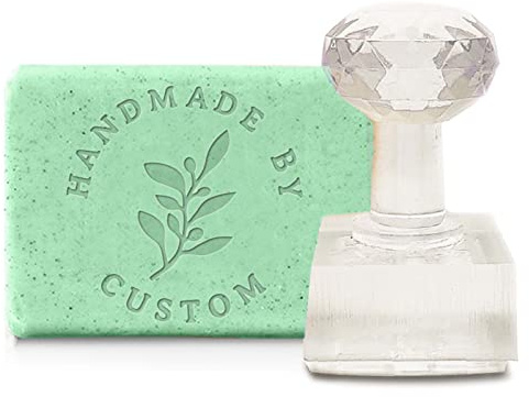 CRASPIRE Sellos de Jabón Personalizados Sellos de Jabón Acrílico Texto con Hoja Sello de Jabón Hecho A Mano Personalizado con Mango Sello de Relieve de Jabón para Galletas Arcilla Cerámica