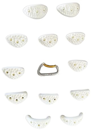 Moon Rock Climbing Holds Set of 12 Kids Swing Set Easy to Grab Rock Climbing Holds for Swing Sets and Home Climbing Walls. Positive in Cut Jugs. (Bone White)