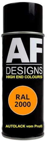 Alex Flittner Designs Spraydose RAL2000 GELBORANGE Spraydose glänzend | RAL Spraydose in 400 ml. Exaktes Farbergebniss nach RAL Norm. Leuchte Farben, Sehr schnelle Trockung und extrem lange