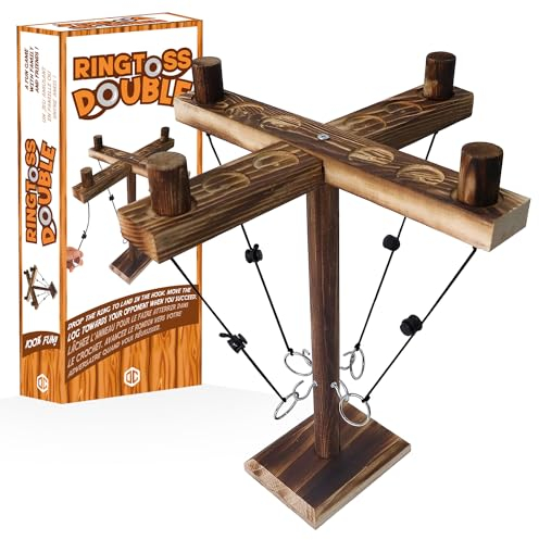 Gioco Doppio Ring Toss® per 4 Giocatori | Gioco di abilità in legno | Lanciatore di anelli appeso | Chi sarà il più veloce? | All'interno e all'aperto | Bambini e adulti | 100% legno | SparkL®