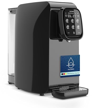 VILTARO® Osmoseanlage Trinkwasser [schwarz, 5-stufiges Filtersystem, 6 Temperaturstufen, mobil ohne Wasseranschluss] | Umkehrosmoseanlage | Osmose Wasserfilter | Kalkfilter | Trinkwasserfilter